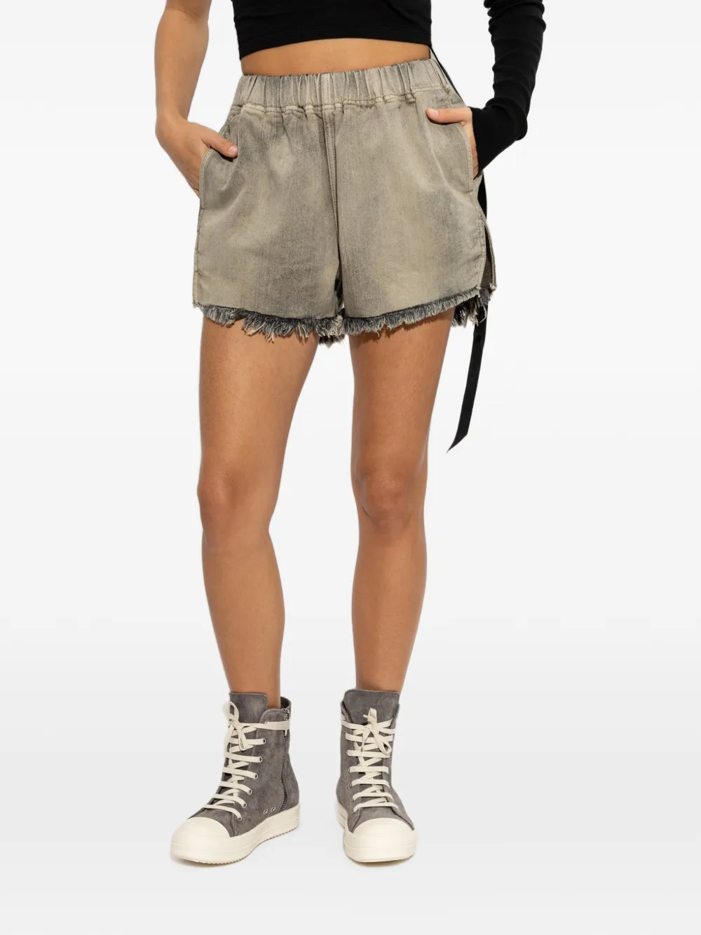 Rick Owens raw-edged shorts Grijs