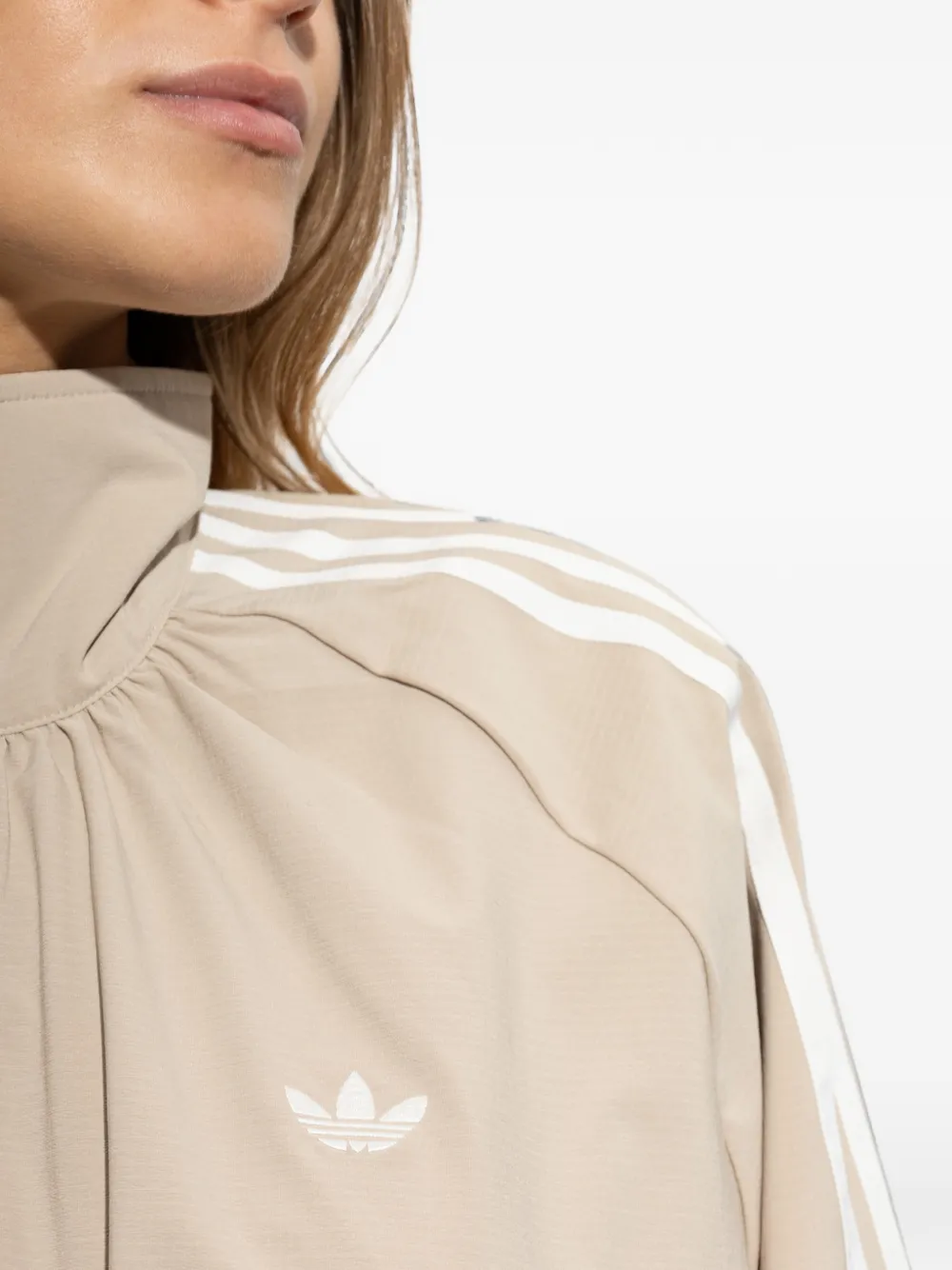 adidas ruffled zip-up jacket Beige