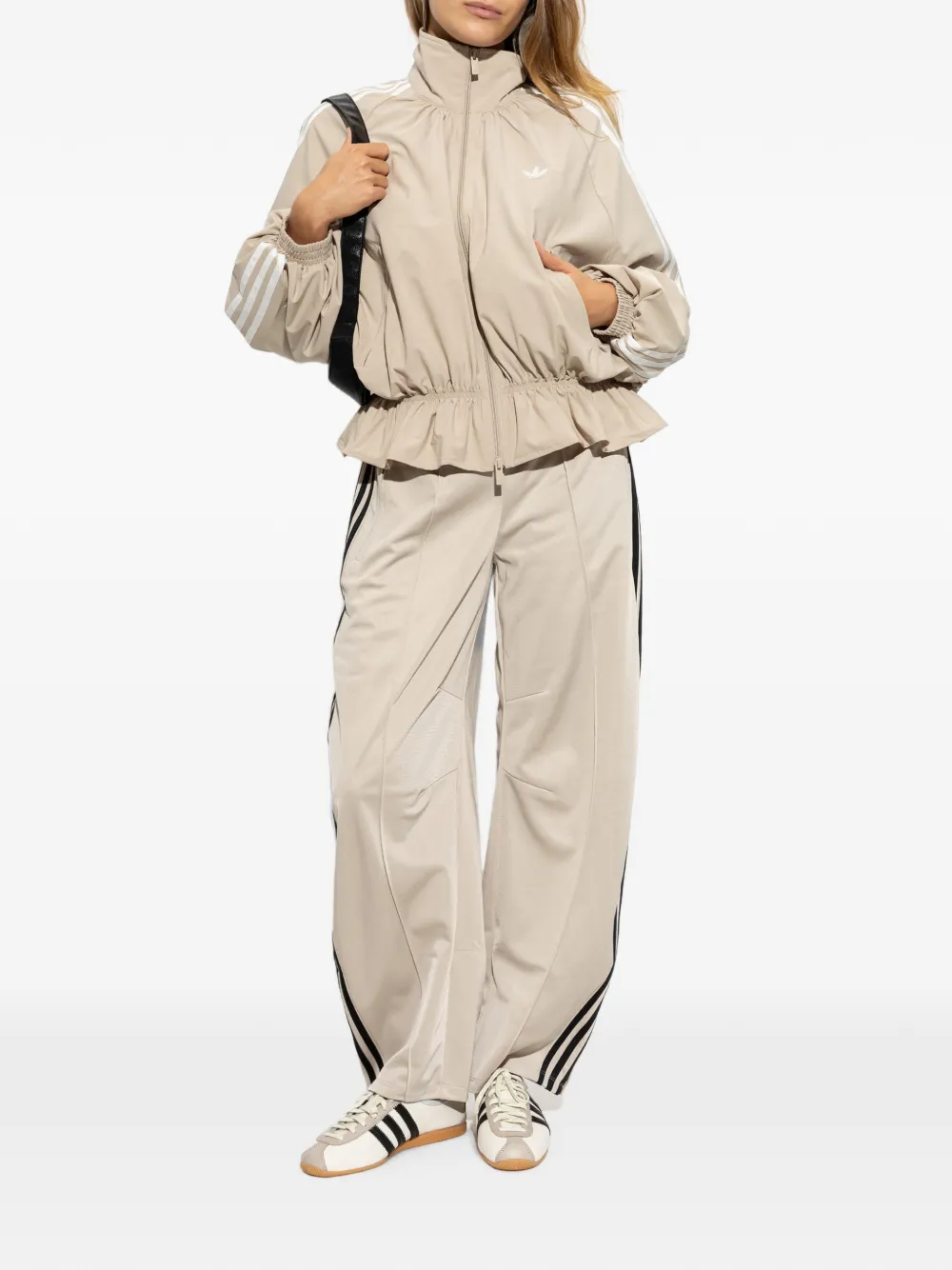 adidas ruffled zip-up jacket Beige