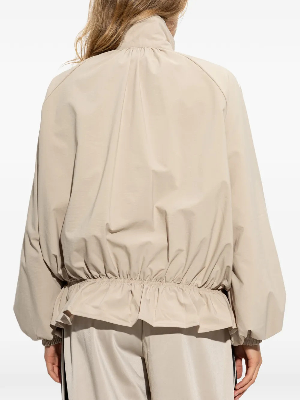 adidas ruffled zip-up jacket Beige