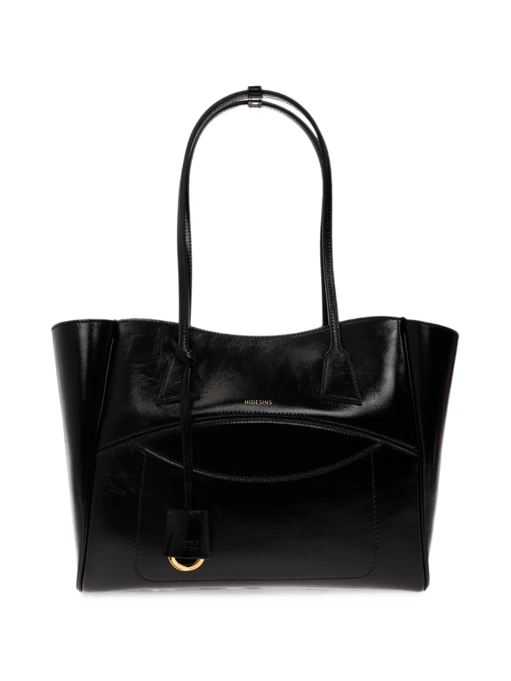 Hidesins Medium Shopper Leather Tote Bag In Black