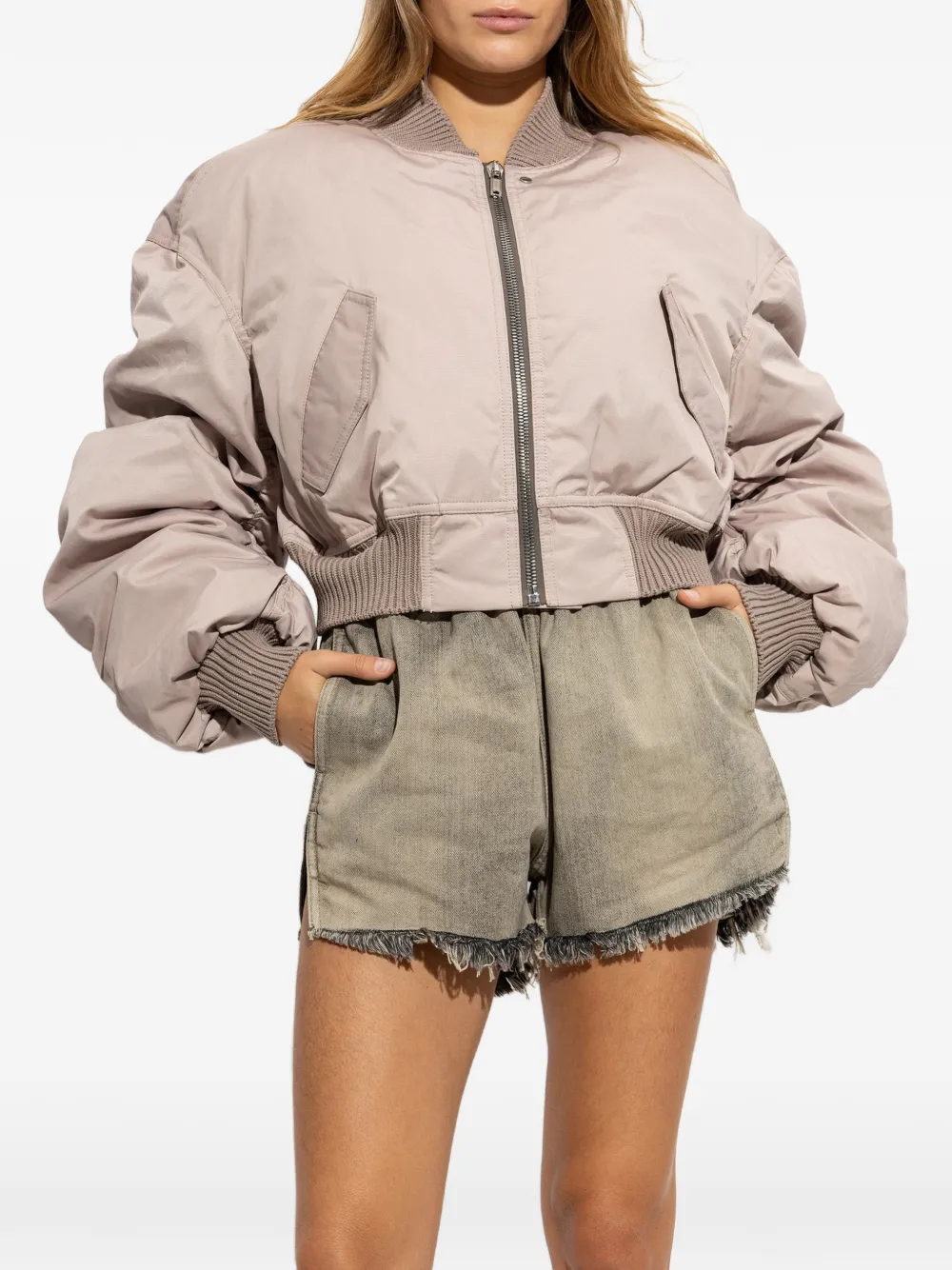 Rick Owens Cropped bomberjack Roze