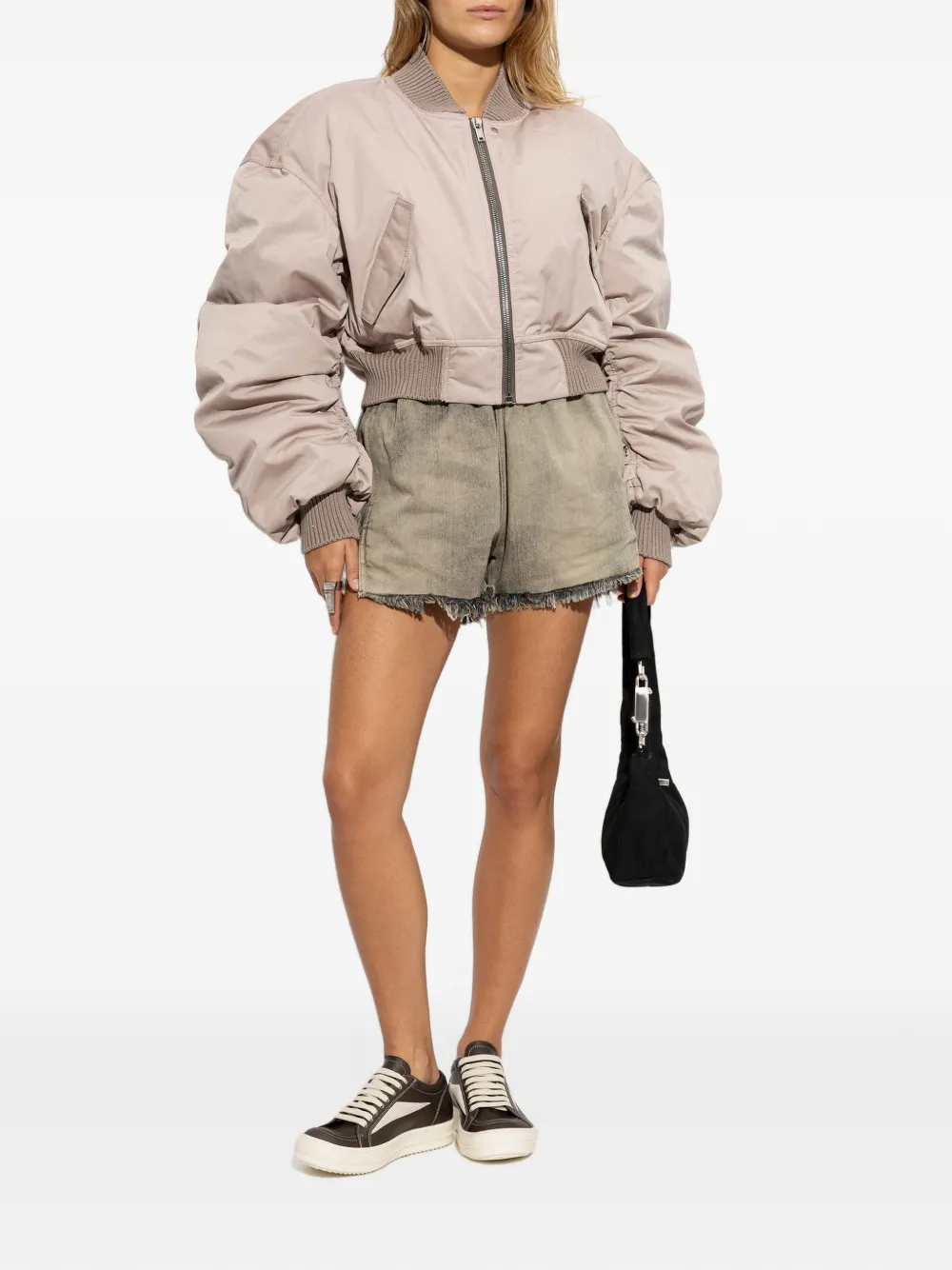 Rick Owens Cropped bomberjack Roze