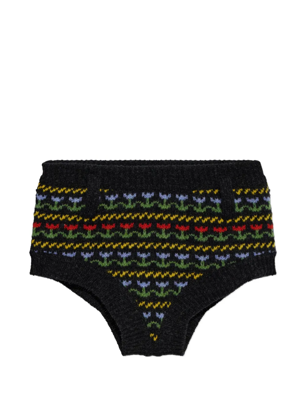 Marni Floral-pattern Wool Mini Shorts In Black