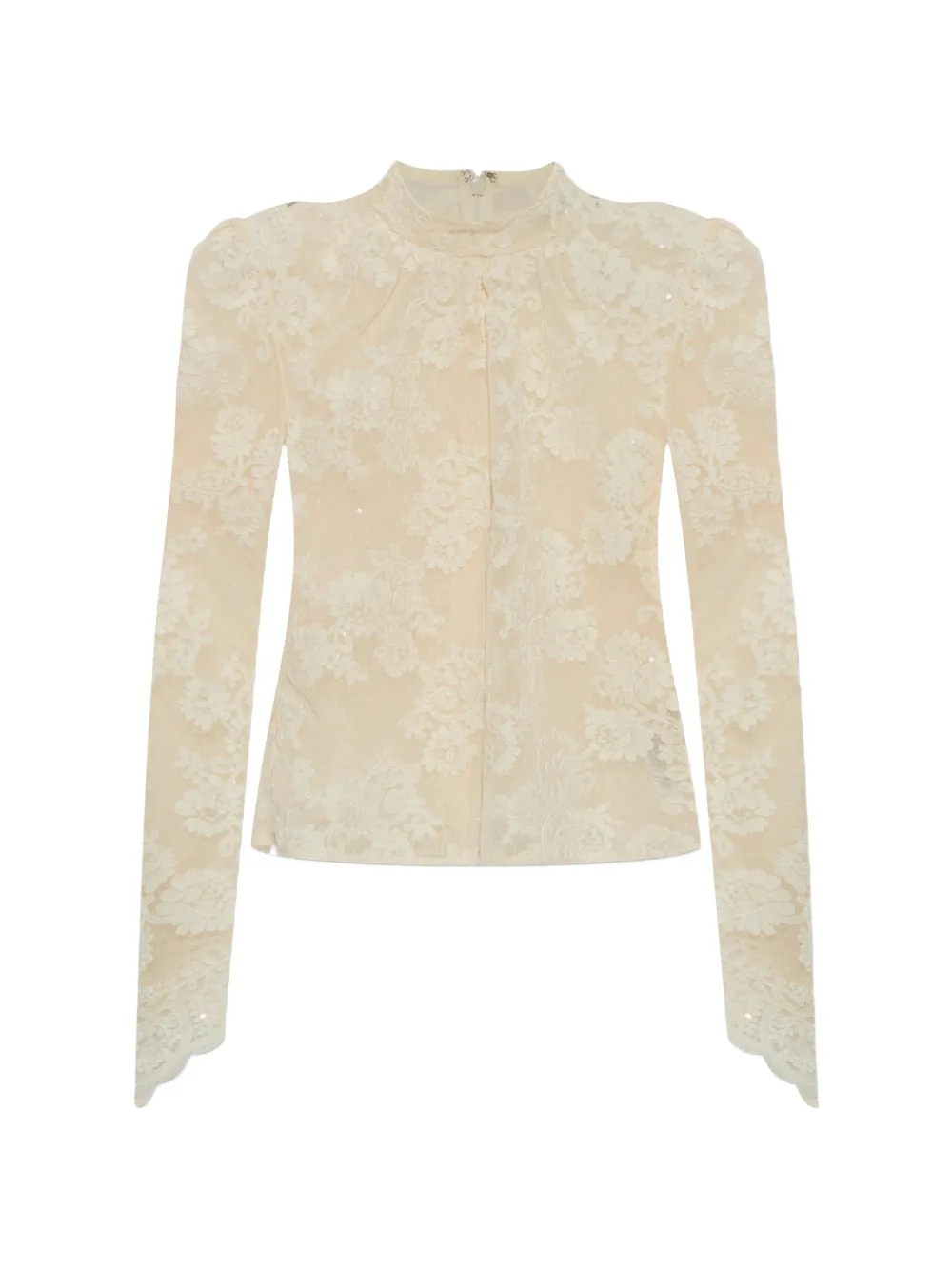 Self-Portrait sequin-embellished lace top - Toni neutri