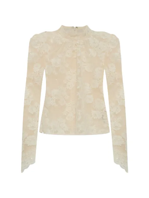 Self-Portrait sequin-embellished lace top