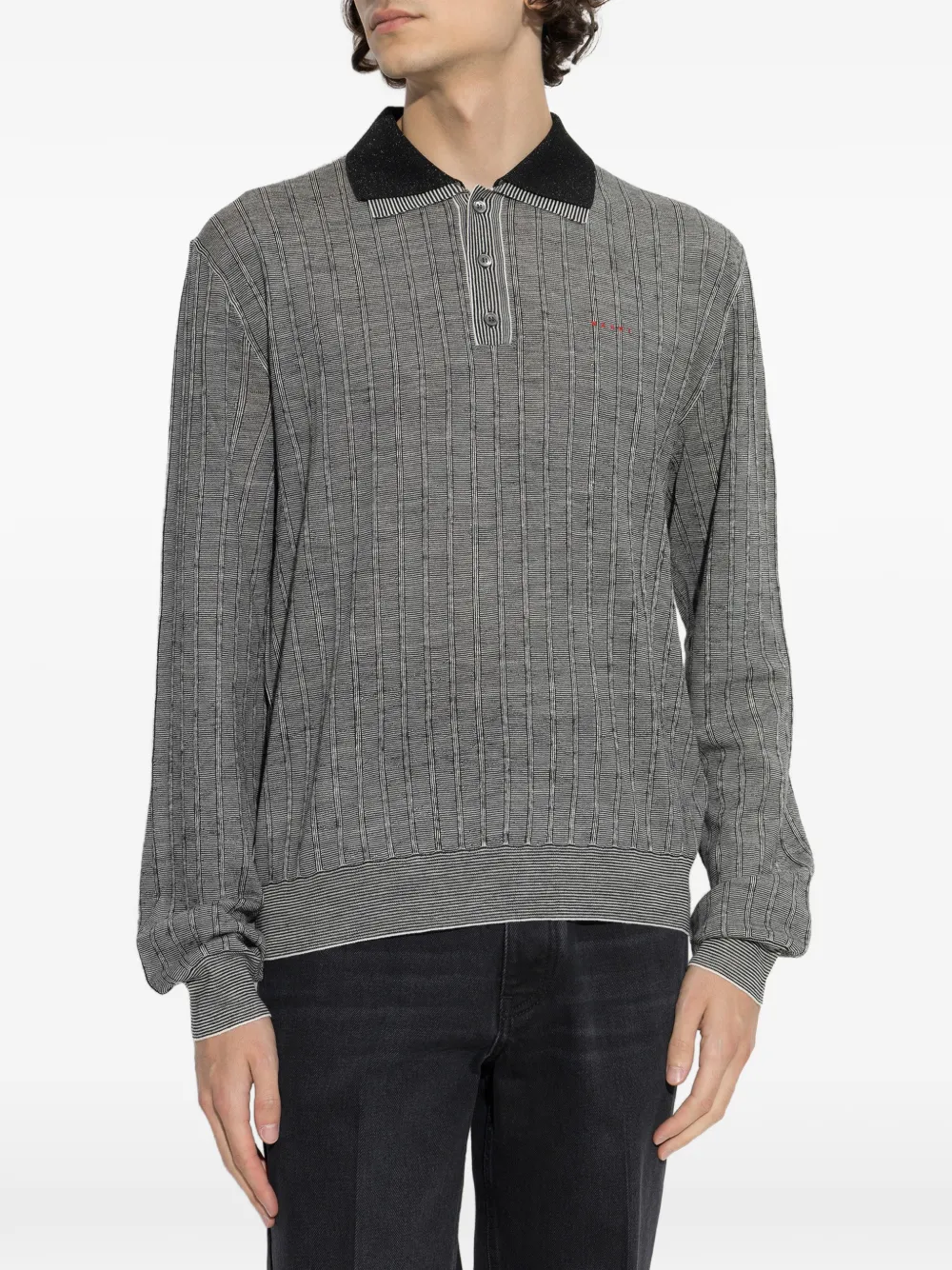 Marni ribbed long-sleeve polo shirt Grijs