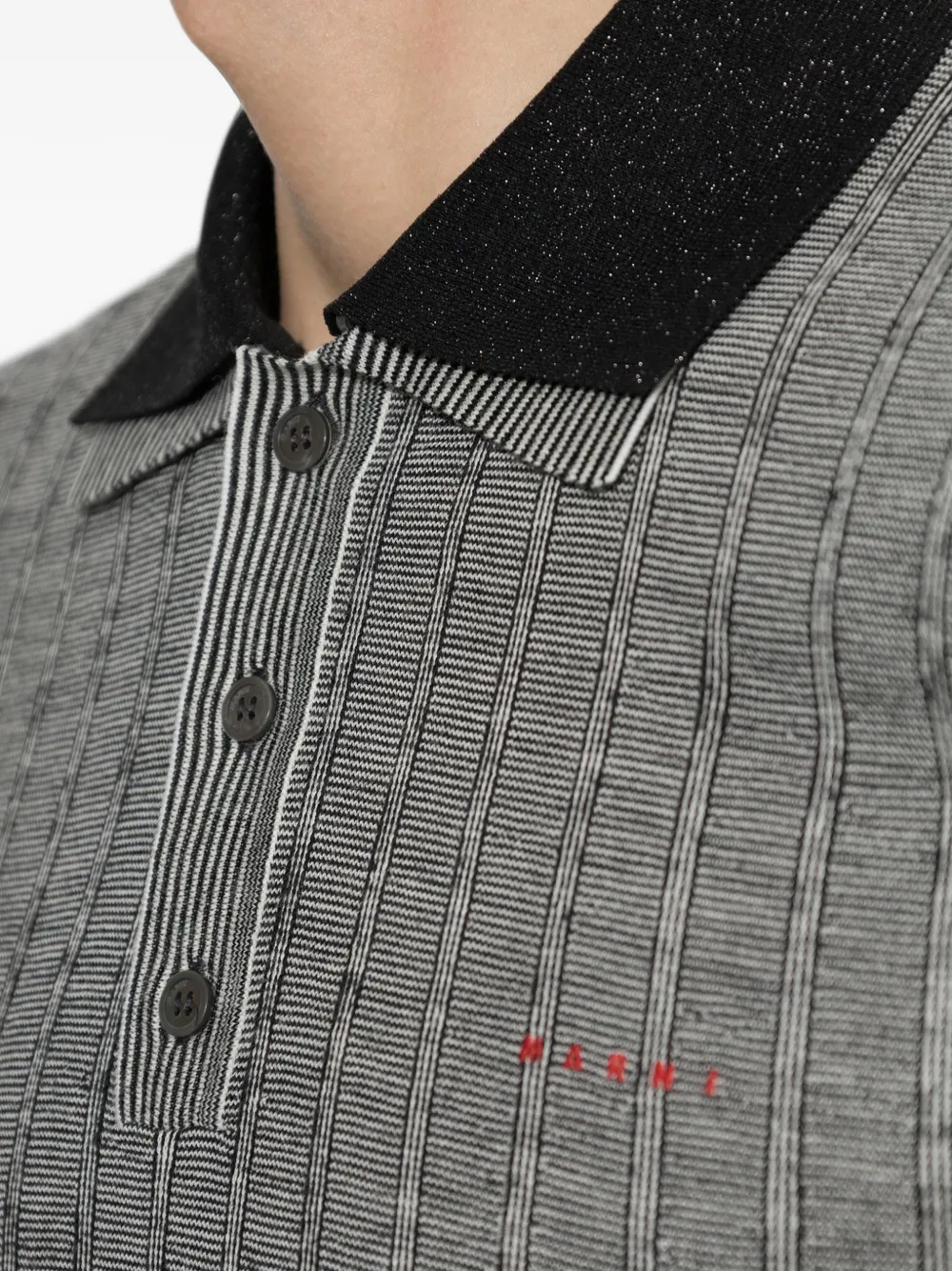 Marni ribbed long-sleeve polo shirt Grijs