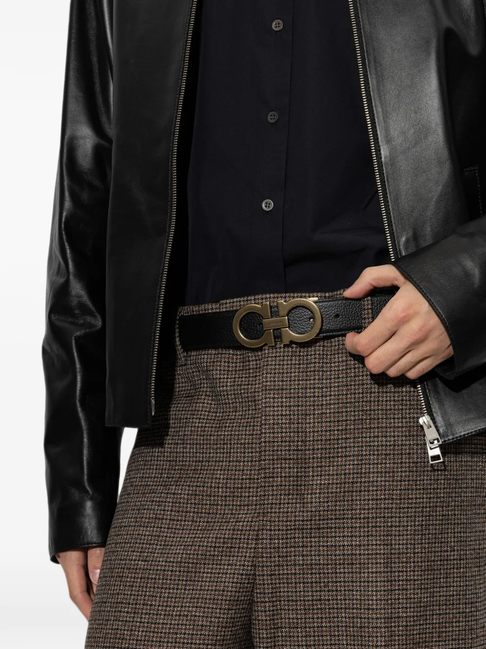 Ferragamo Gancini omkeerbare riem Bruin