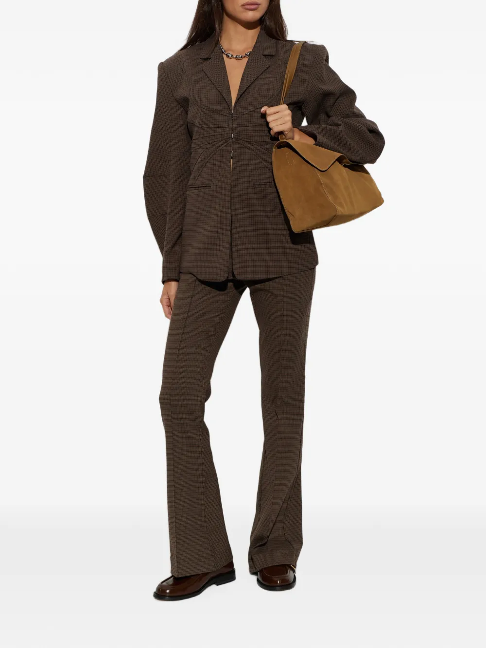 Gestuz Gzlamia geruite blazer Bruin