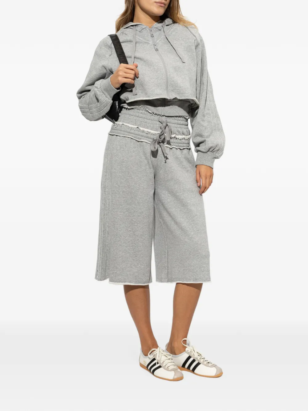 adidas raw-edge drawstring shorts Grijs