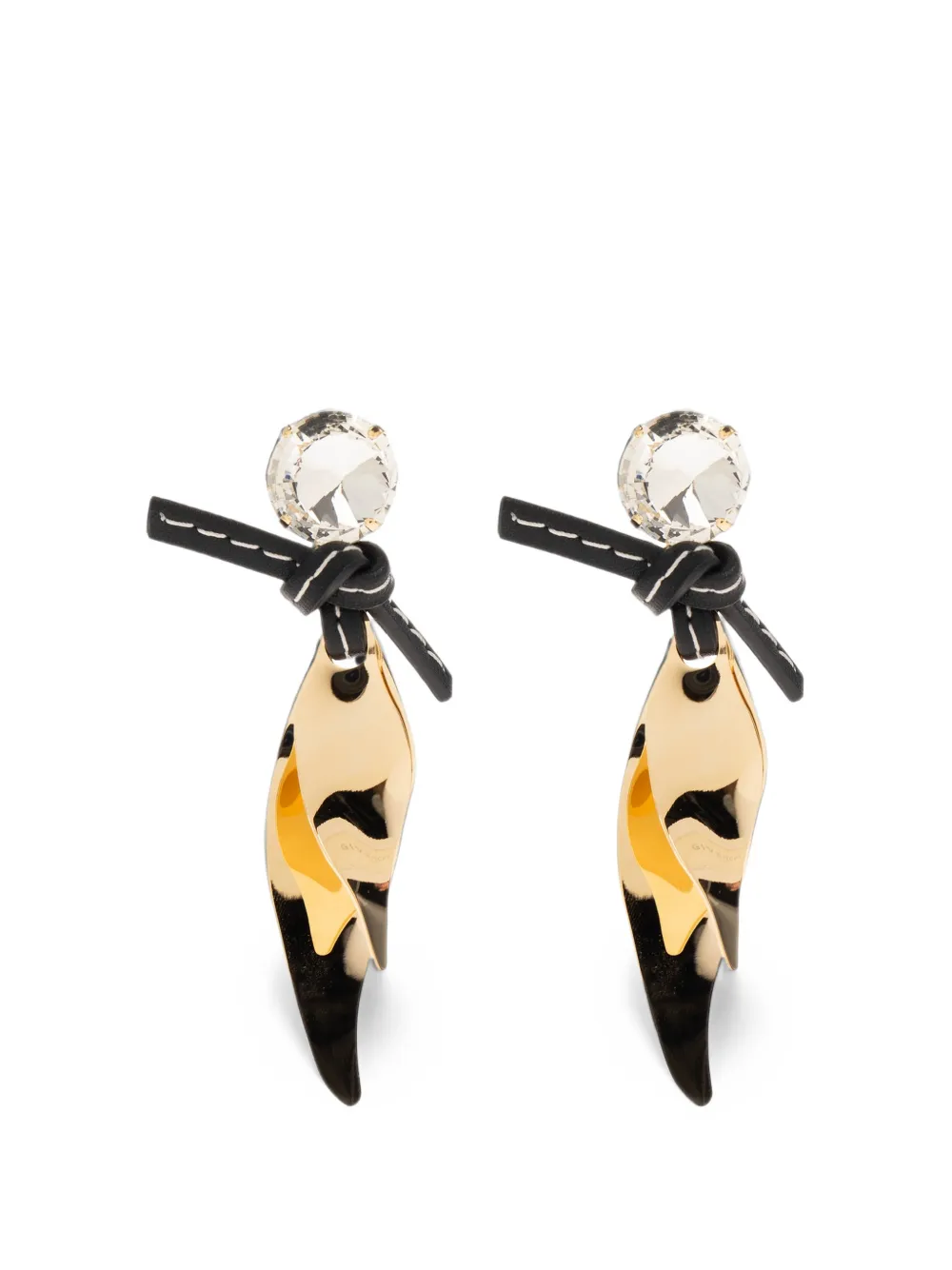 Marni leaf-shaped crystal-embellished earrings - Oro
