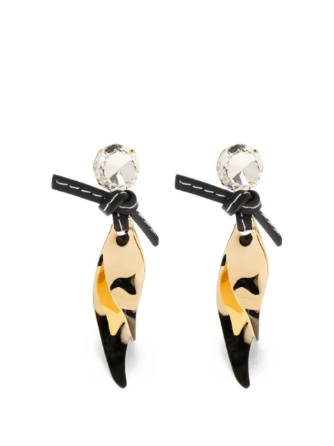 Marni leaf-shaped crystal-embellished earrings