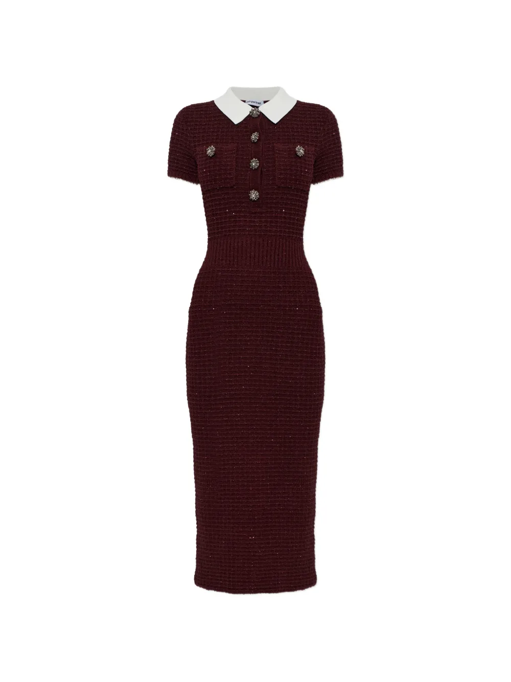 Self-Portrait sequin-embellished bouclé-knit midi dress - Rosso