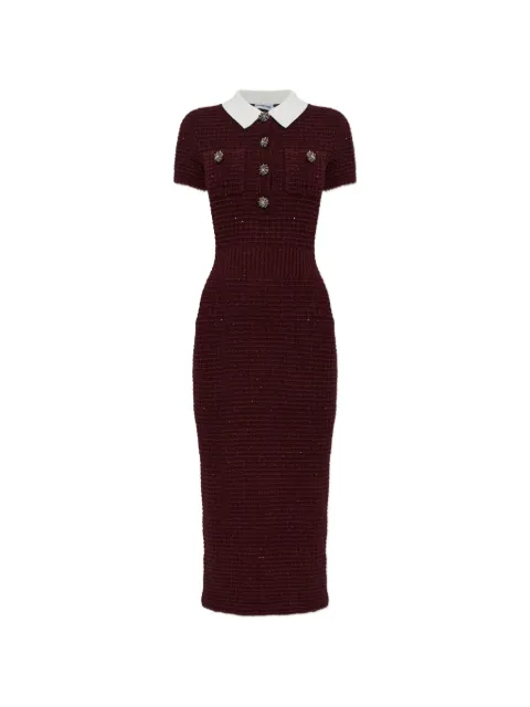 Self-Portrait sequin-embellished bouclé-knit midi dress