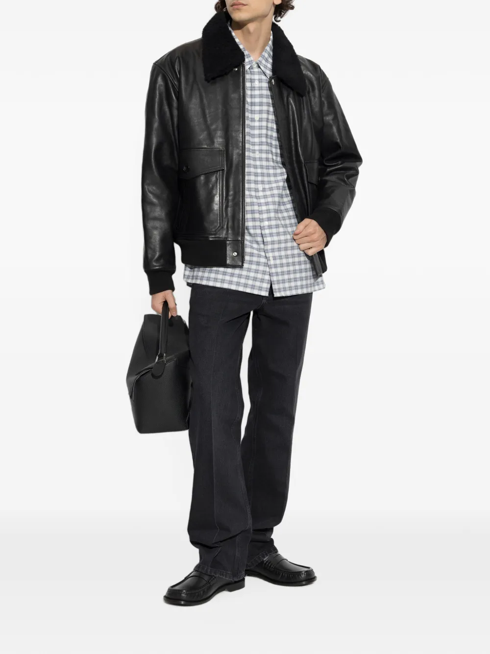 A.P.C. Charies leren jack Zwart