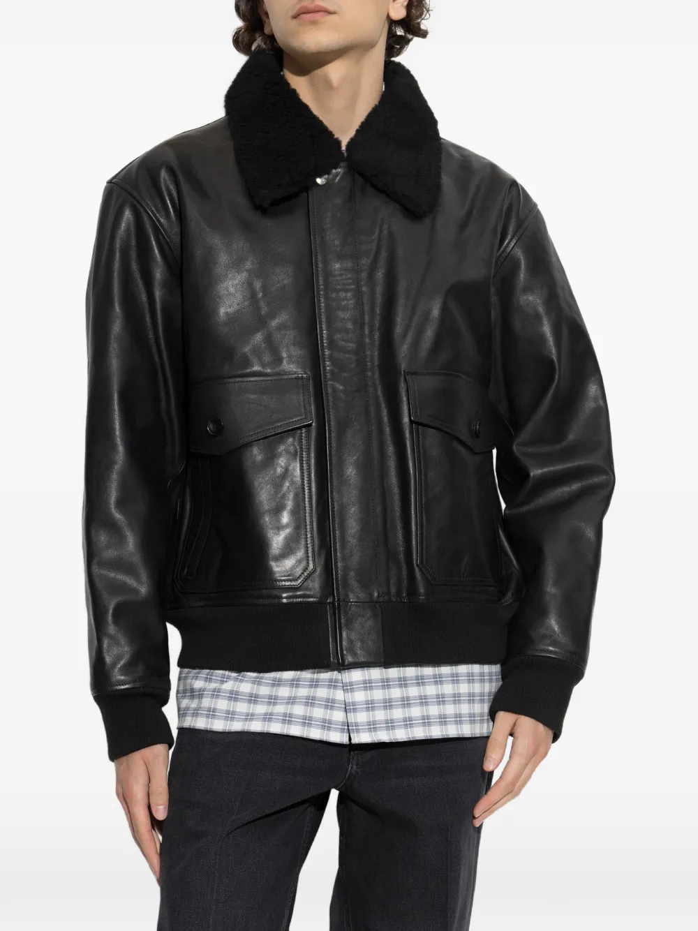 A.P.C. Charies leren jack Zwart