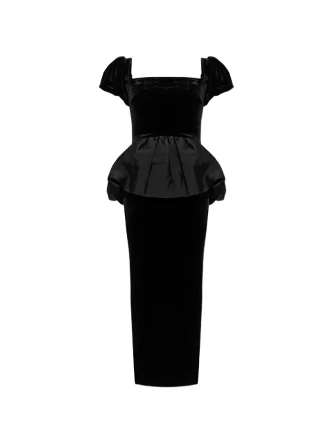Self-Portrait black velvet bubble peplum midi dress