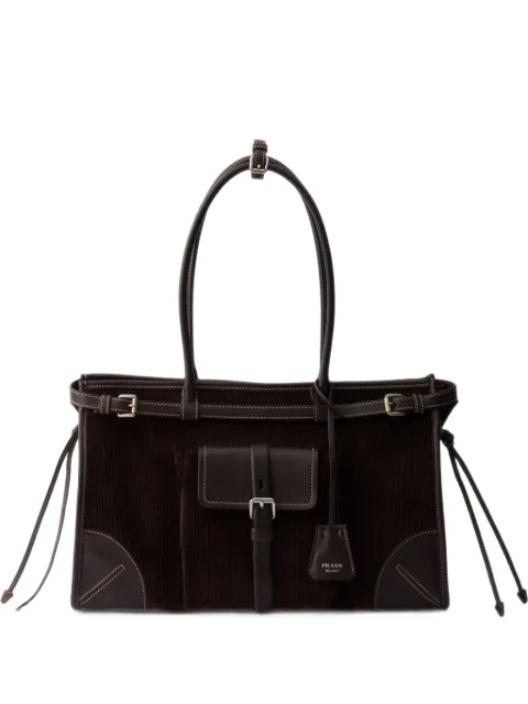 Prada Bonnie large corduroy and leather handbag