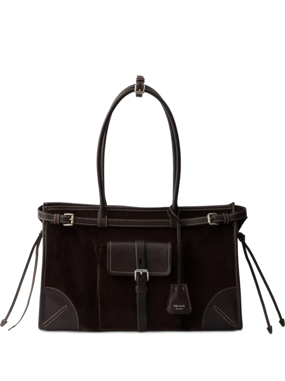 Prada Bonnie large corduroy and leather handbag
