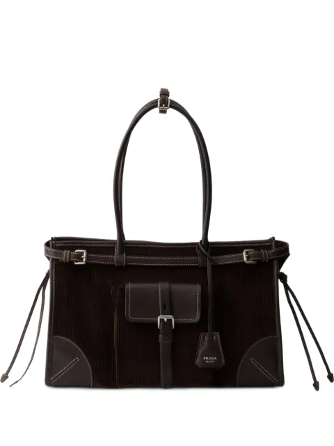 Prada Bonnie large corduroy and leather handbag