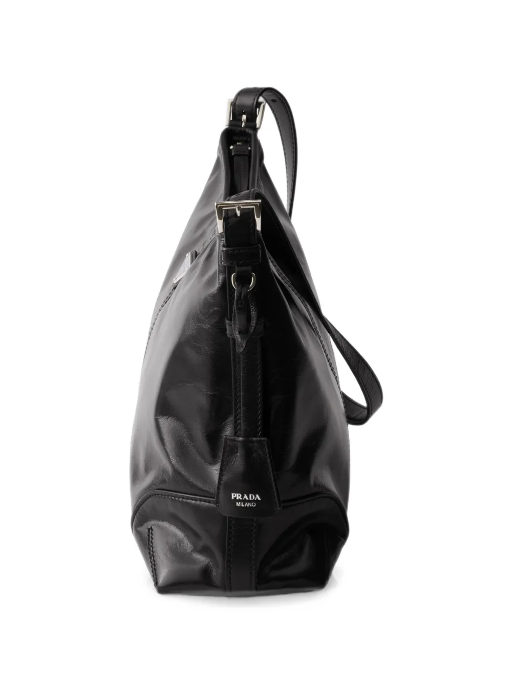 Prada Grote Aimèe leren schoudertas Zwart