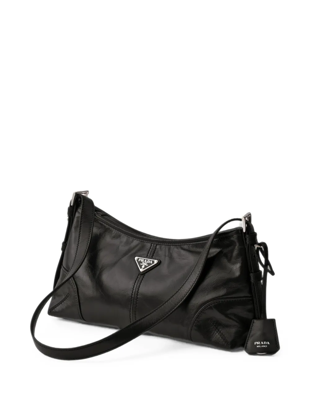 Prada Medium Aimée leren schoudertas Zwart