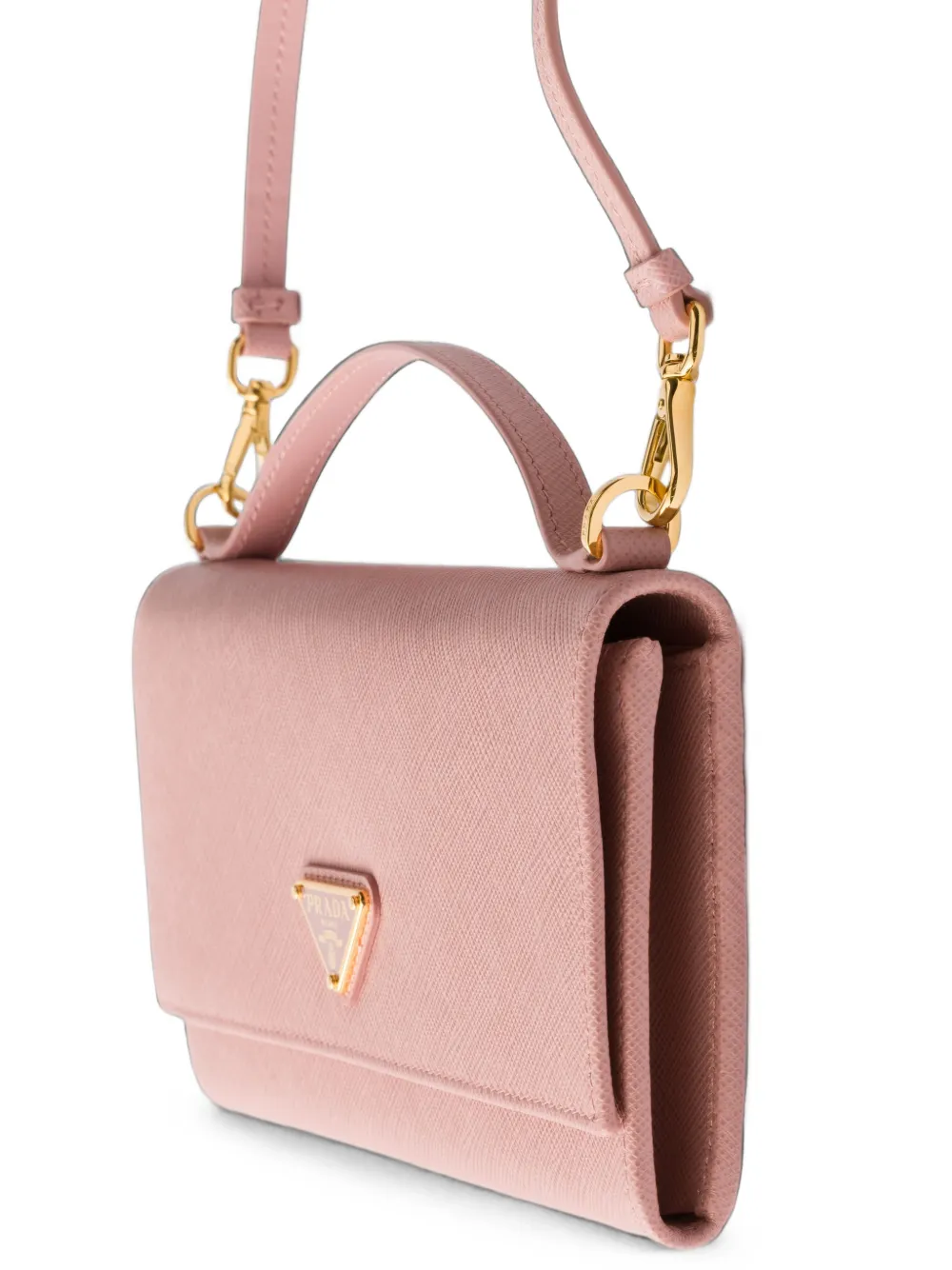 Prada Portemonnee van saffiano leer met schouderband Roze