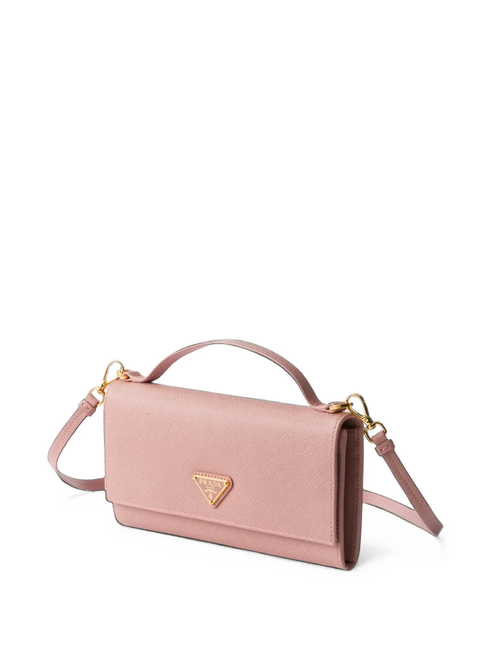 Prada Portemonnee van saffiano leer met schouderband Roze