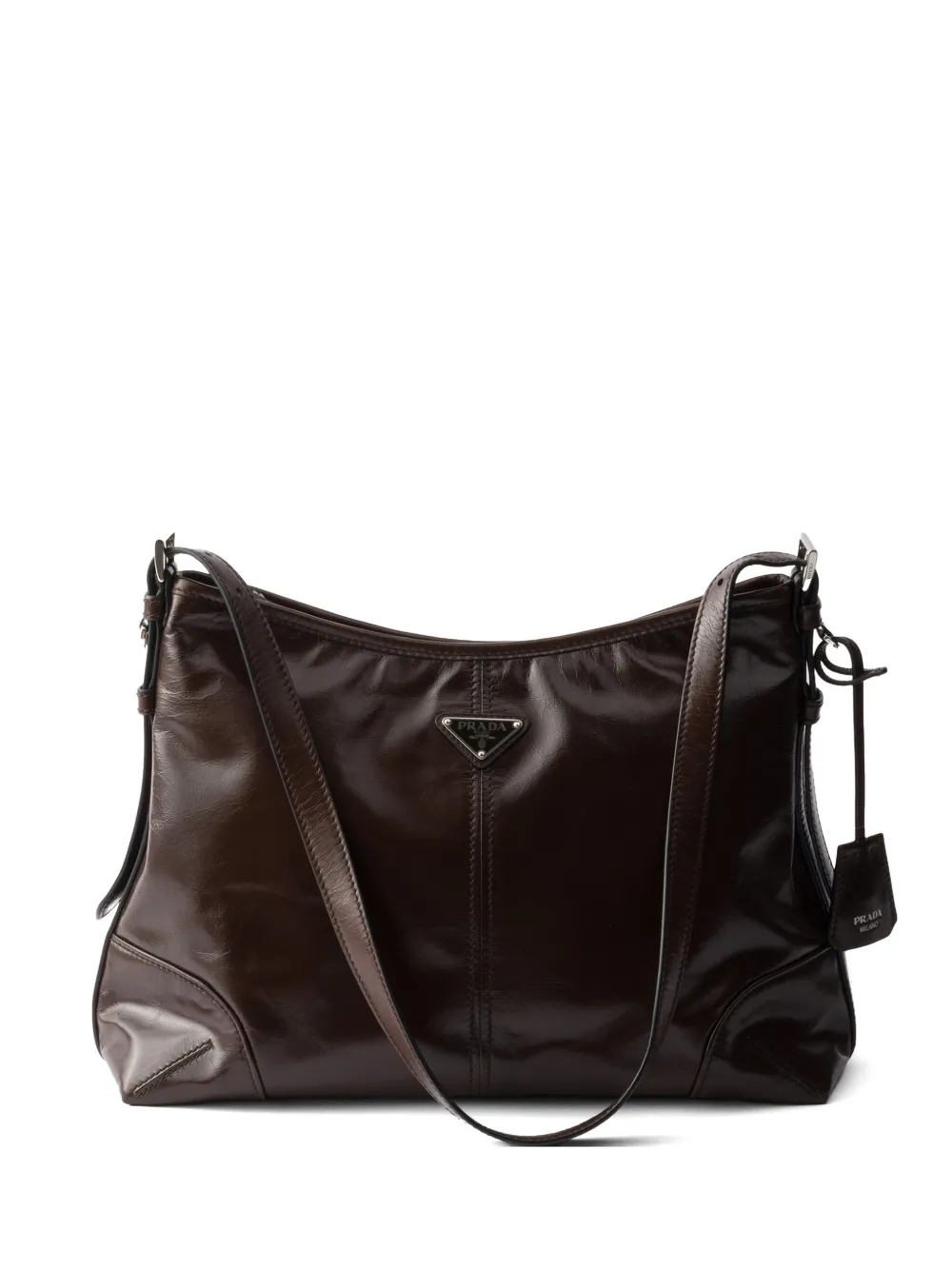 Prada Aimèe large leather shoulder bag - Braun