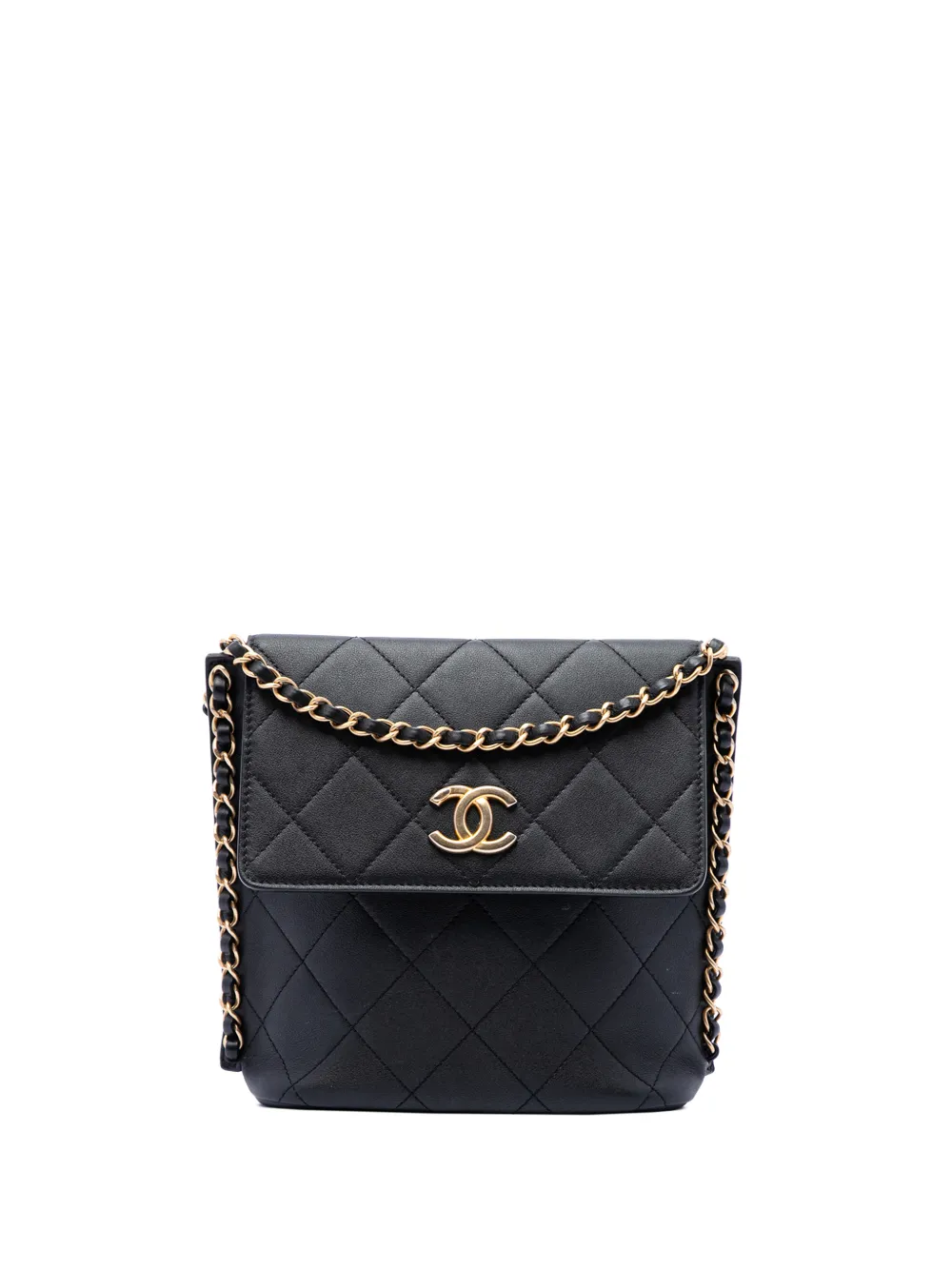 CHANEL Pre-Owned 2021 Small Quilted Calfskin Chain Hobo Flap crossbody bag - Schwarz