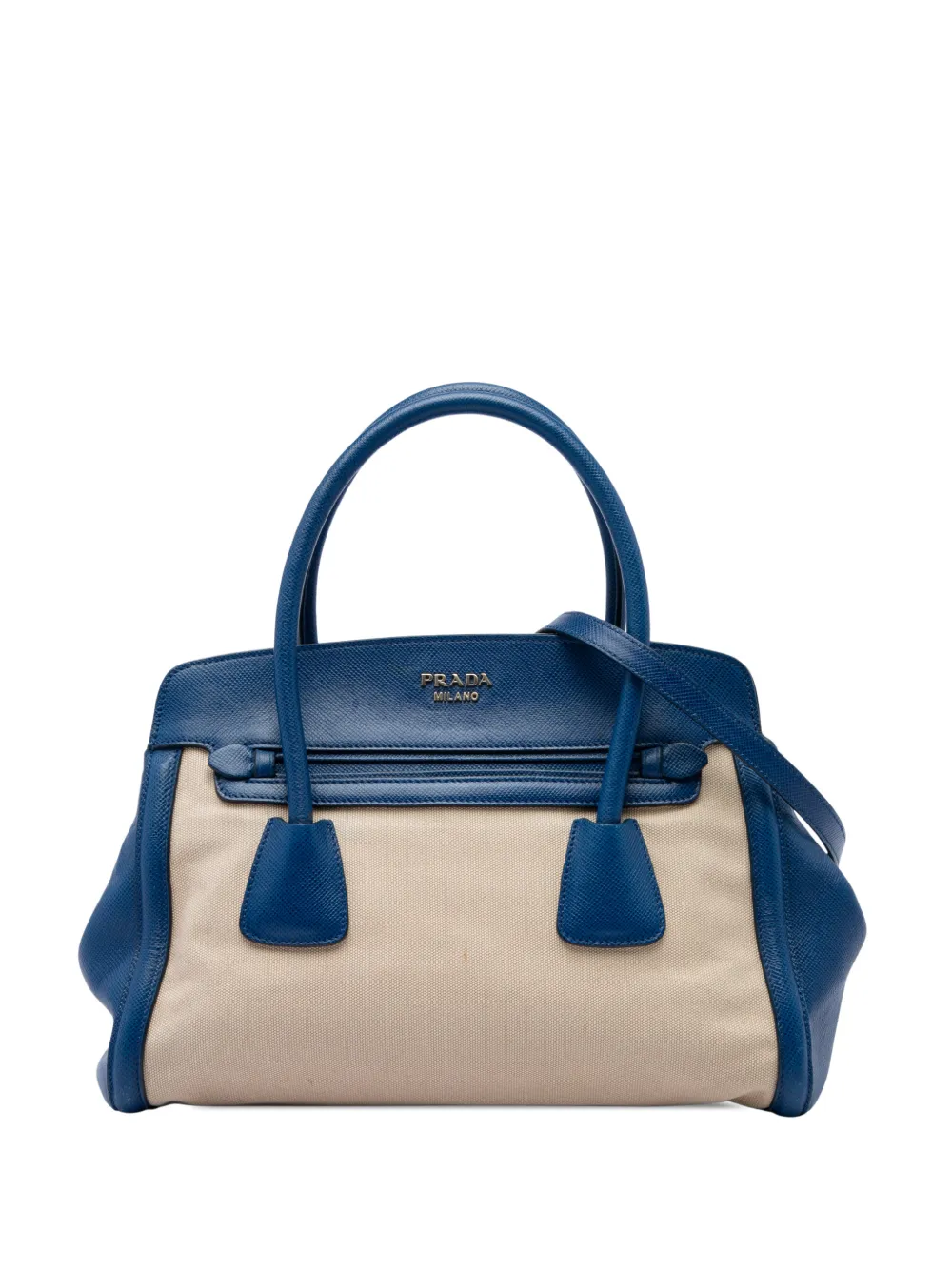 Prada Pre-Owned 2010-2026 Saffiano Cuir Trimmed Canapa satchel - Blu