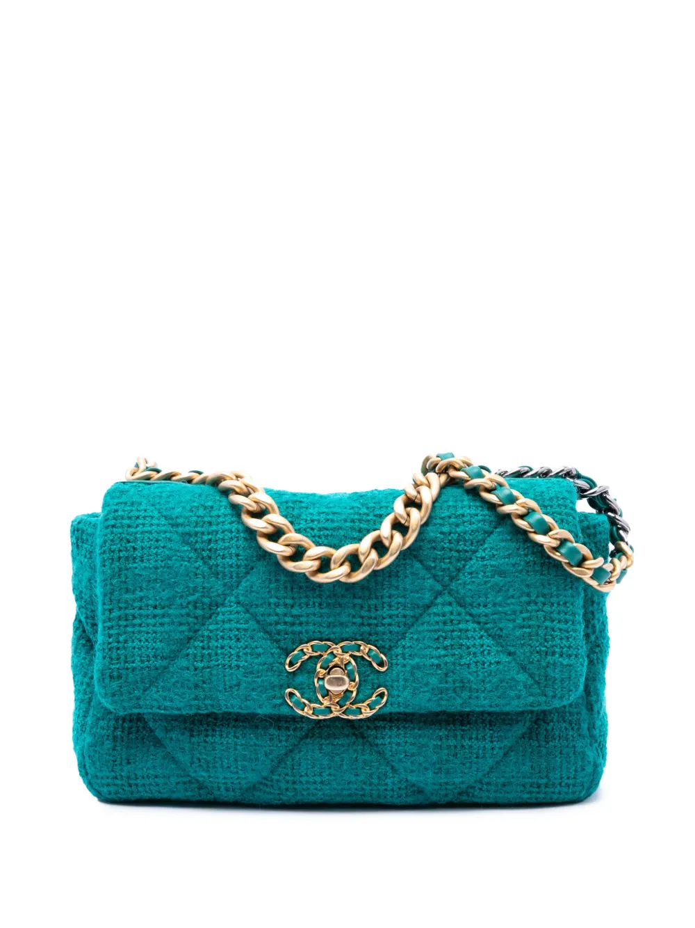 CHANEL Pre-Owned 2019 Medium Tweed 19 Flap satchel - Blue