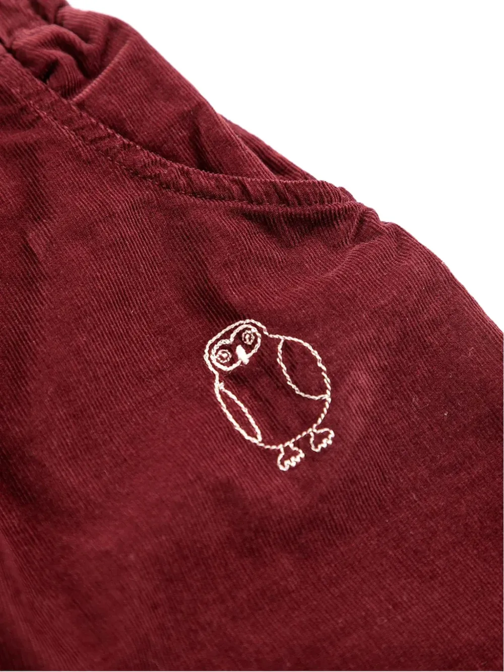 Bobo Choses Curious Owl ribfluwelen broek met borduurwerk Rood