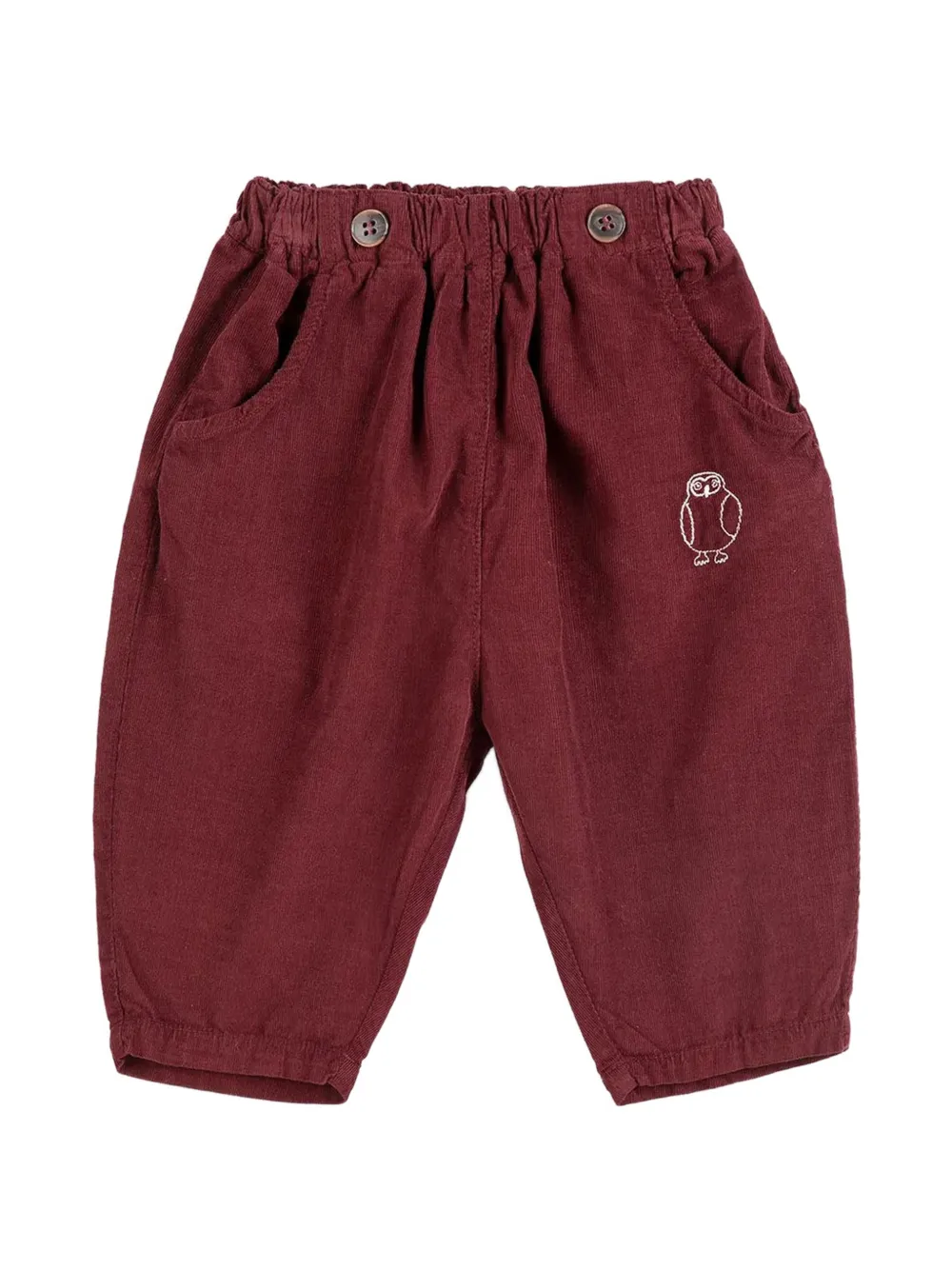 Bobo Choses Curious Owl embroidered corduroy trousers - Rosso