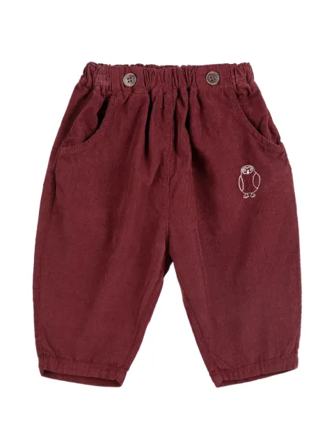 Bobo Choses Curious Owl embroidered corduroy trousers