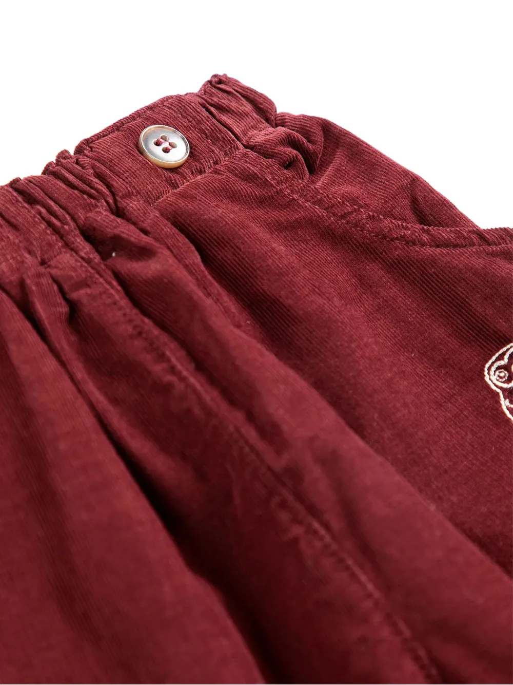 Bobo Choses Curious Owl ribfluwelen broek met borduurwerk Rood