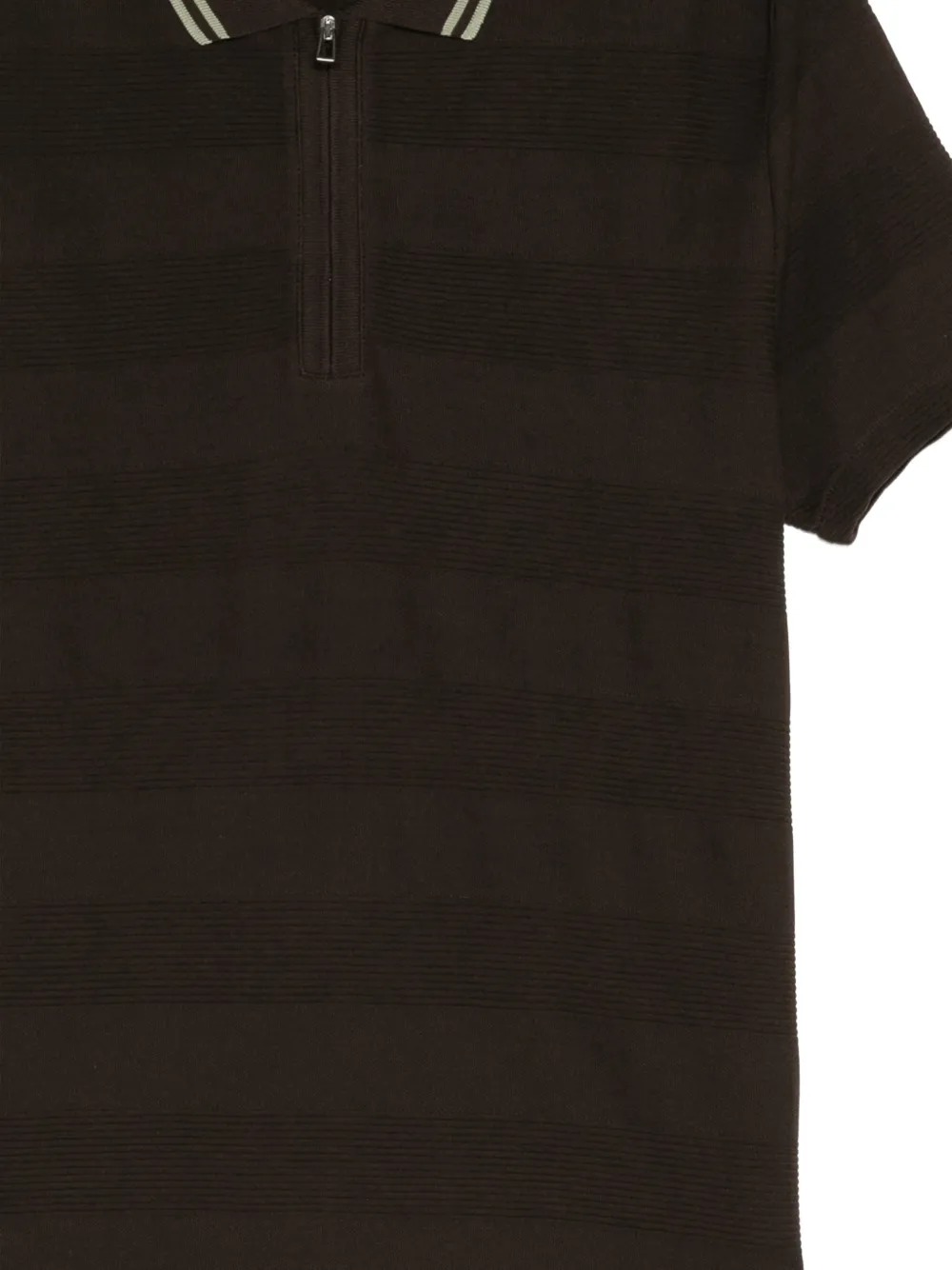 PS Paul Smith Poloshirt met gestreepte kraag en ritssluiting Bruin