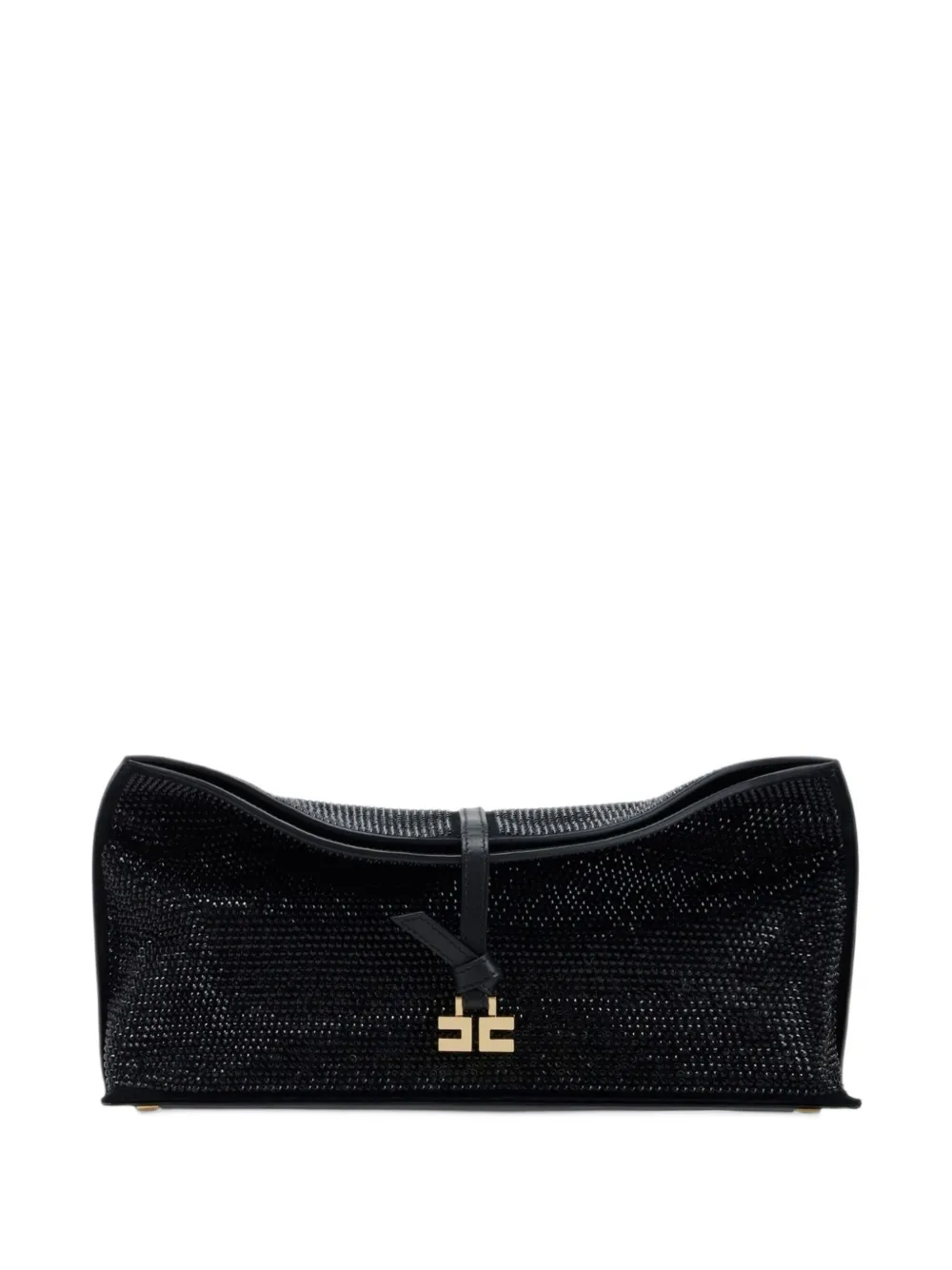 Elisabetta Franchi Boulevard leather clutch bag with rhinestones - Schwarz