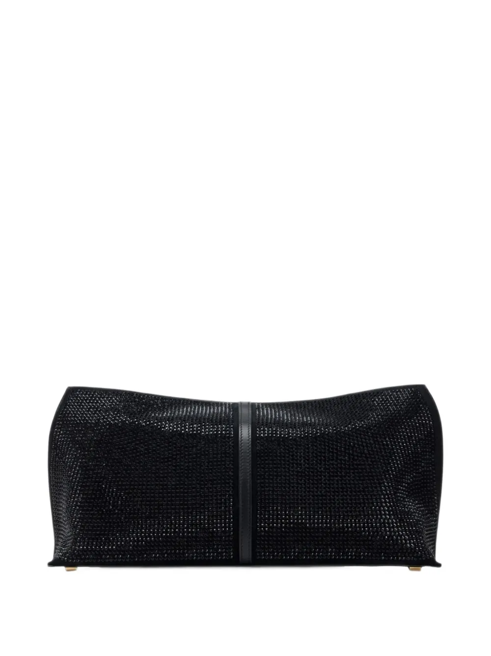 Elisabetta Franchi Boulevard leather clutch bag with rhinestones Zwart