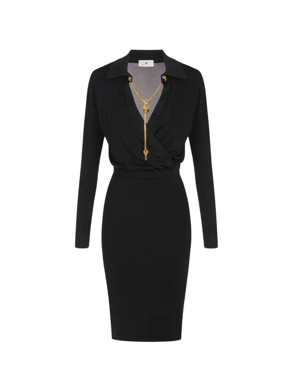 Elisabetta Franchi viscose yarn dress with jewel - Black