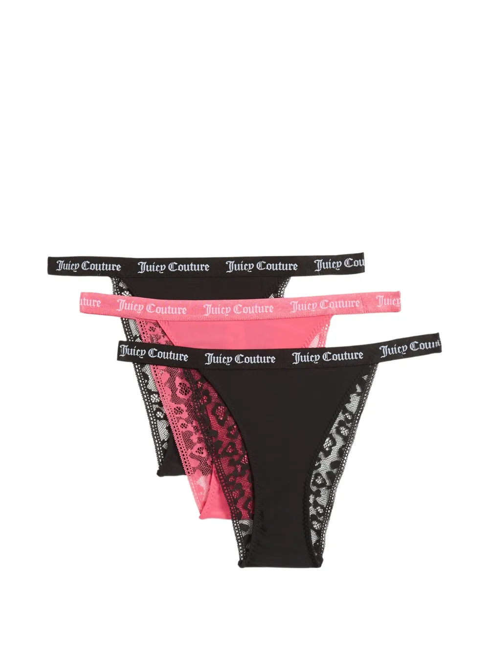 Juicy Couture leopard-lace thongs - Nero