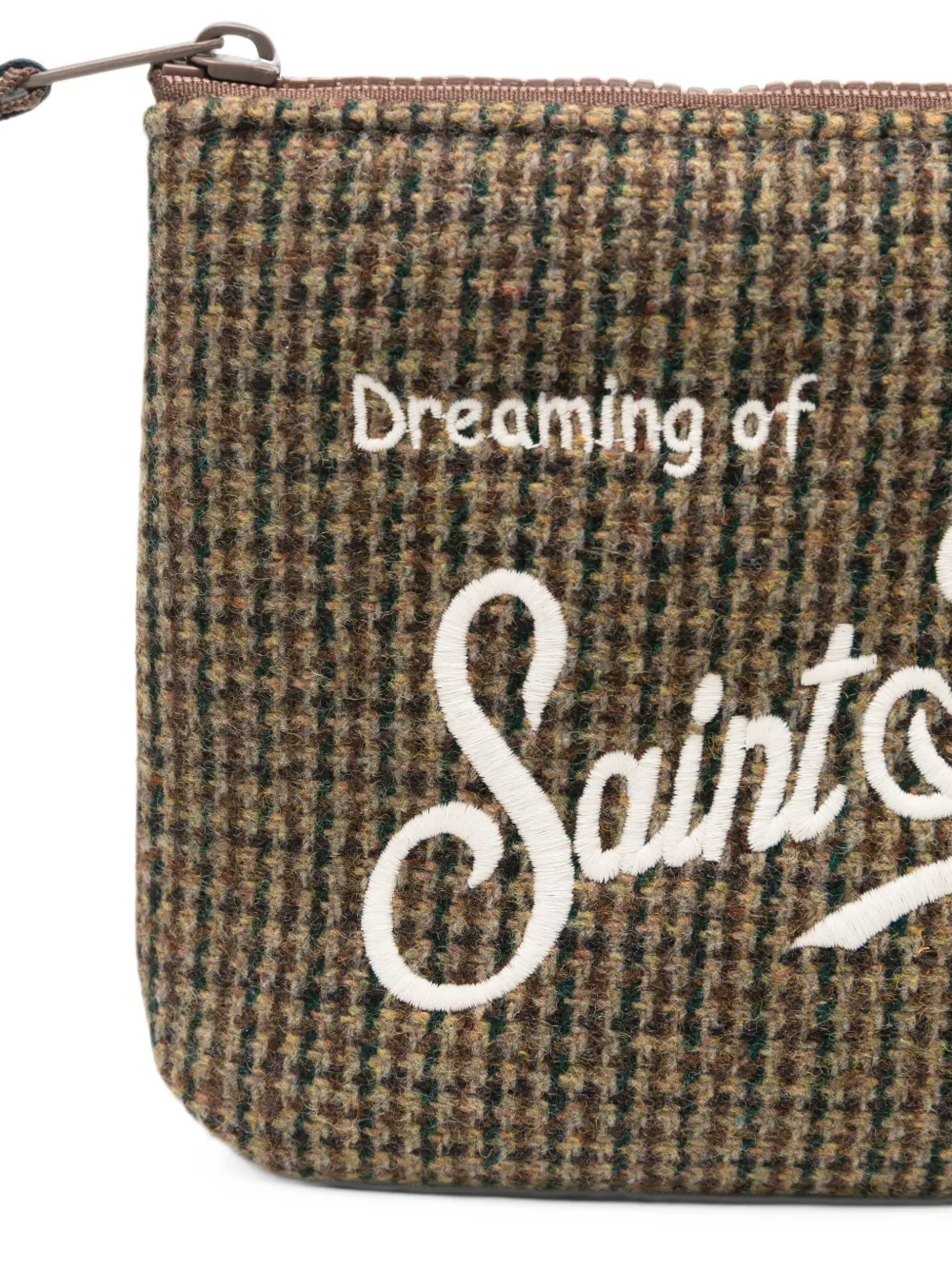 MC2 Saint Barth Aline clutch met pied-de-poule print en borduurwerk Bruin
