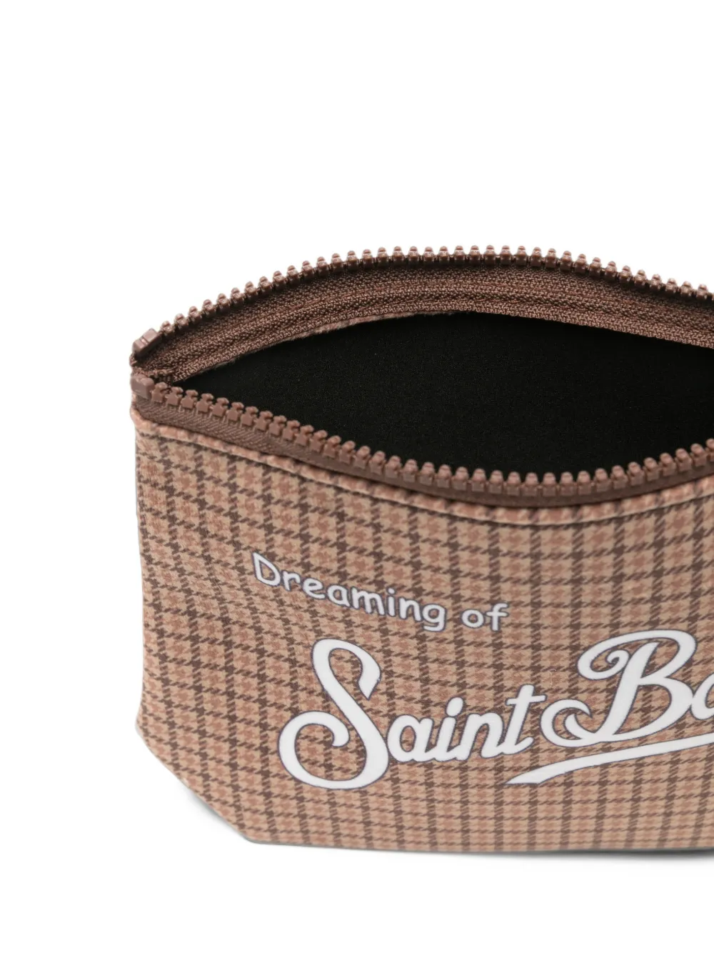 MC2 Saint Barth Aline clutch met pied-de-poule-print en logo-print Bruin