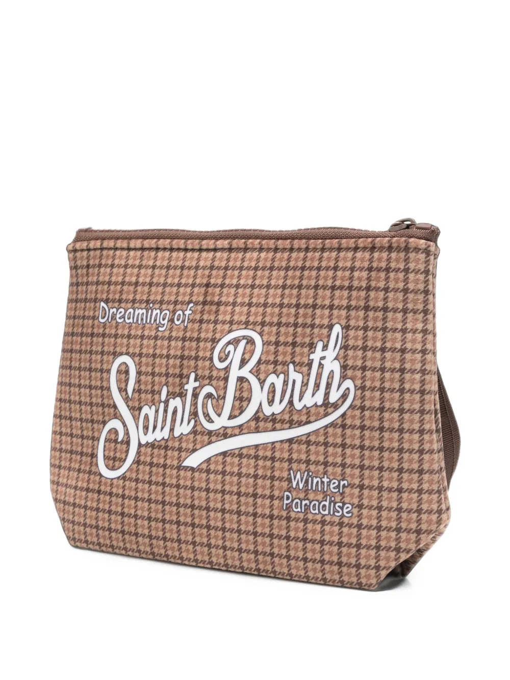 MC2 Saint Barth Aline clutch met pied-de-poule-print en logo-print Bruin