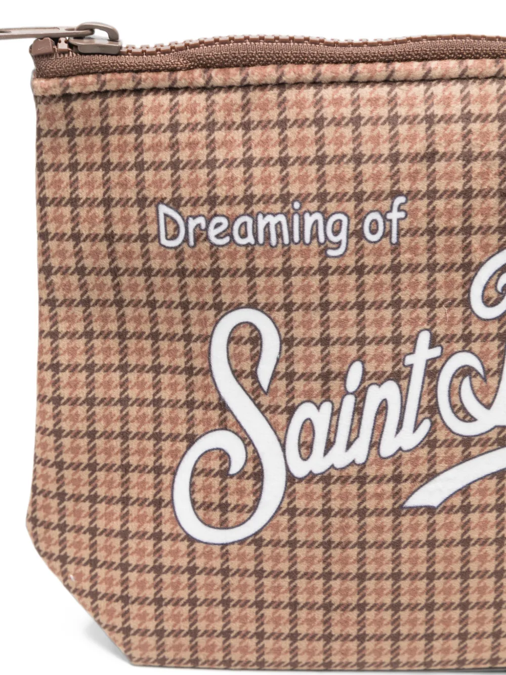 MC2 Saint Barth Aline clutch met pied-de-poule-print en logo-print Bruin