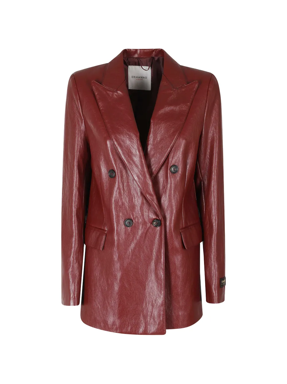 ERMANNO FIRENZE double-breasted peaked-lapel leather jacket Rood