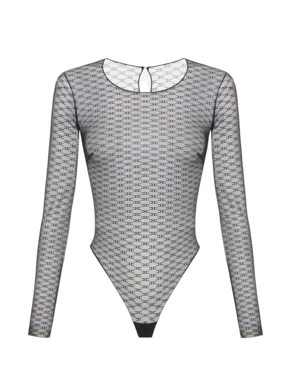 Elisabetta Franchi monogram tulle bodysuit - Schwarz