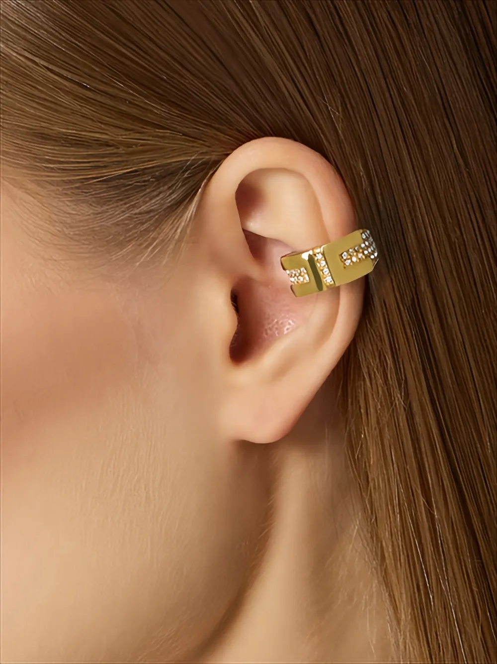 Elisabetta Franchi earcuff earring with rhinestones - Gold