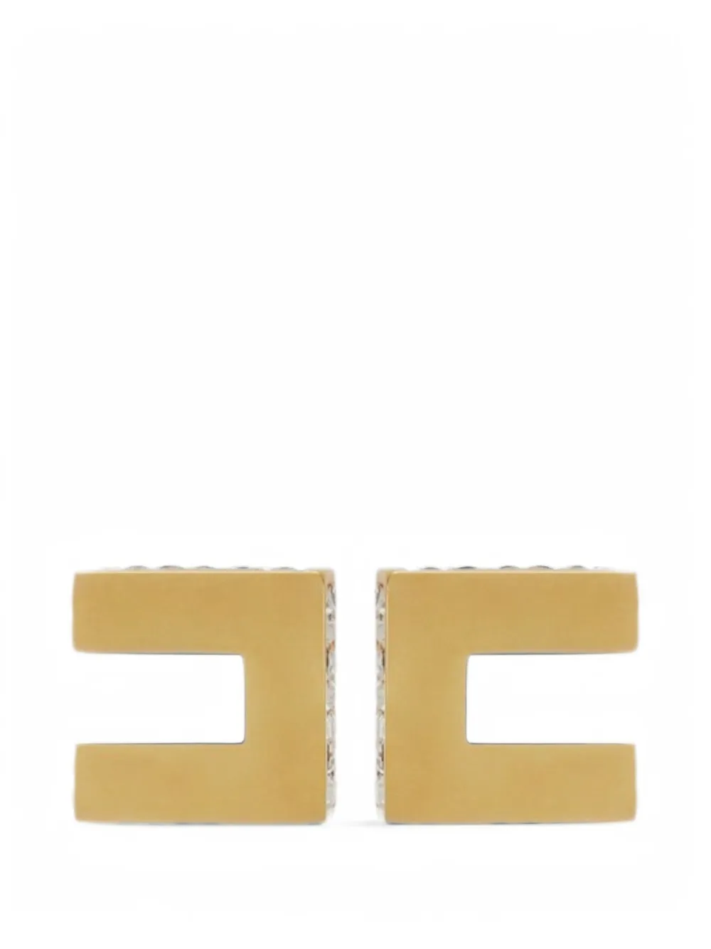 Elisabetta Franchi gold and crystal logo earrings